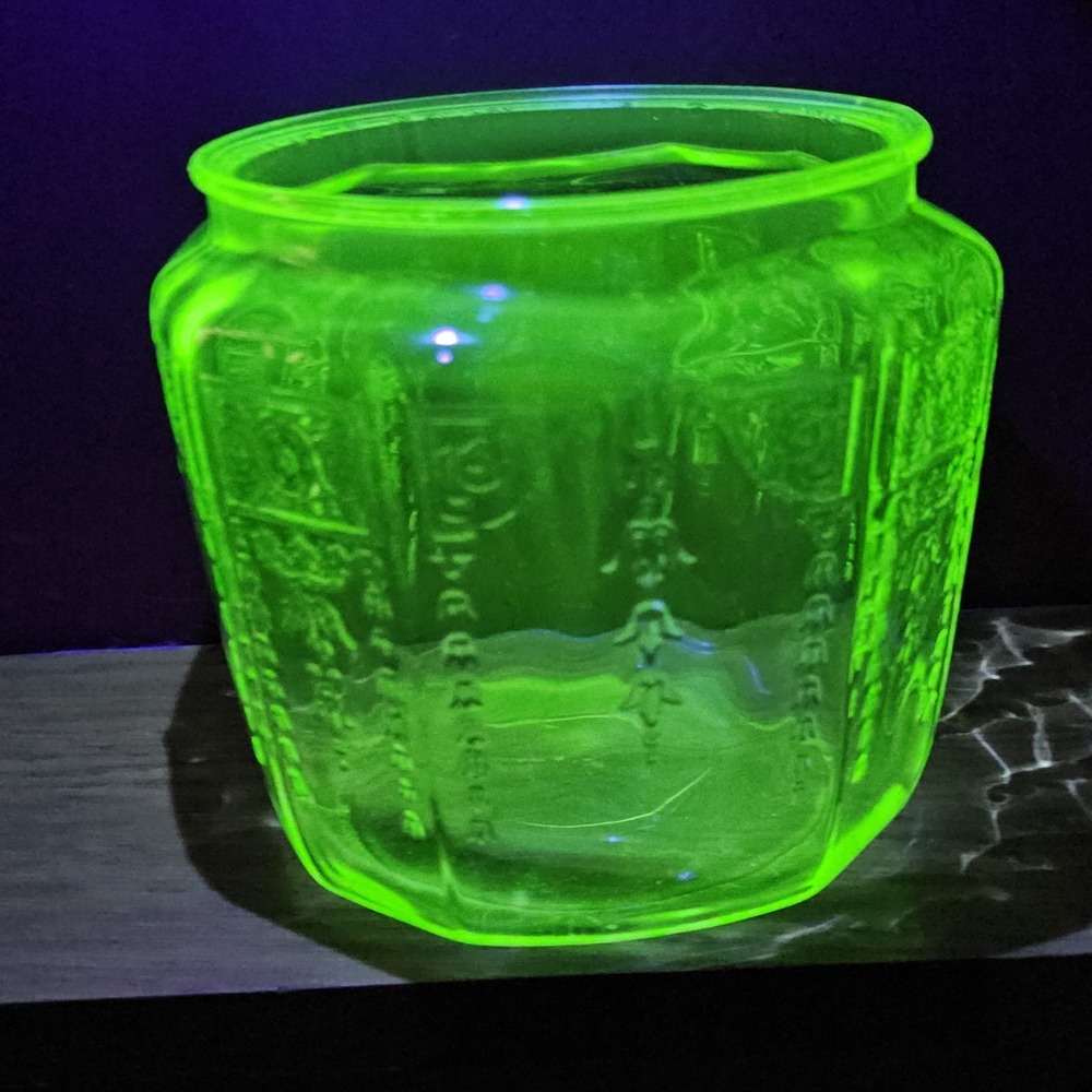 VTG Anchor Hocking Princess Green Uranium Depression Glass Cookie Jar *No Lid*